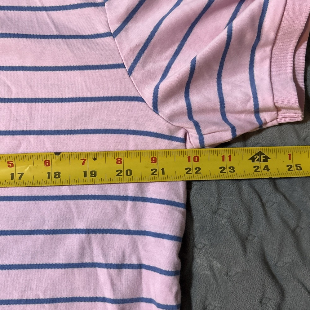 Polo Ralph Lauren Mens Large Classic Fit Pink Navy Blue Striped Polo Shirt LG - Picture 6 of 7